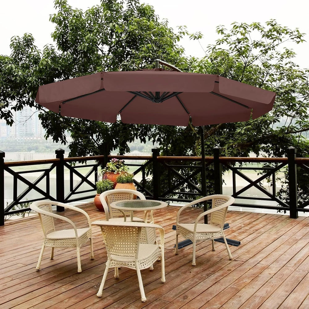 ABCCANOPY 9FT Scalloped Cantilever Patio Umbrella, Brown