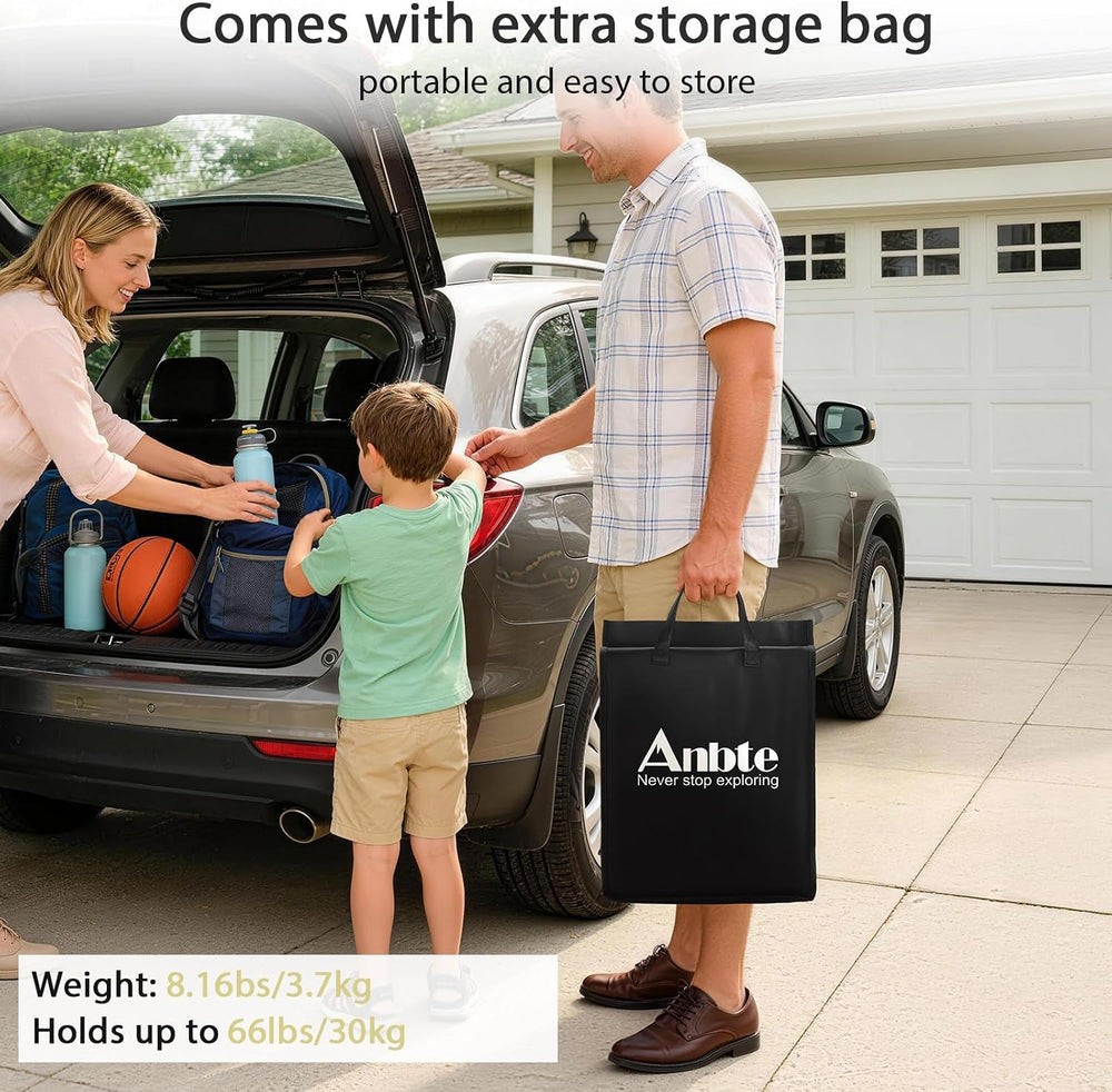 Anbte 4ft Low Folding Picnic Table with Storage Bag, 10.3" Height, Black