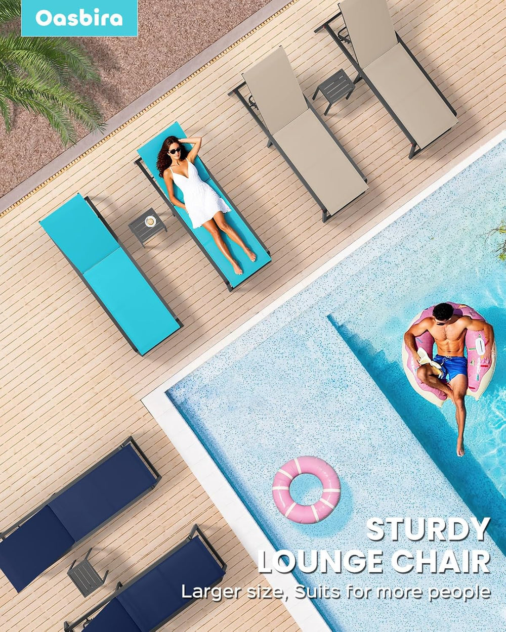 Aluminum Chaise Lounge Chair Outdoor, Foldable& No Assembly Patio Pool Lo...