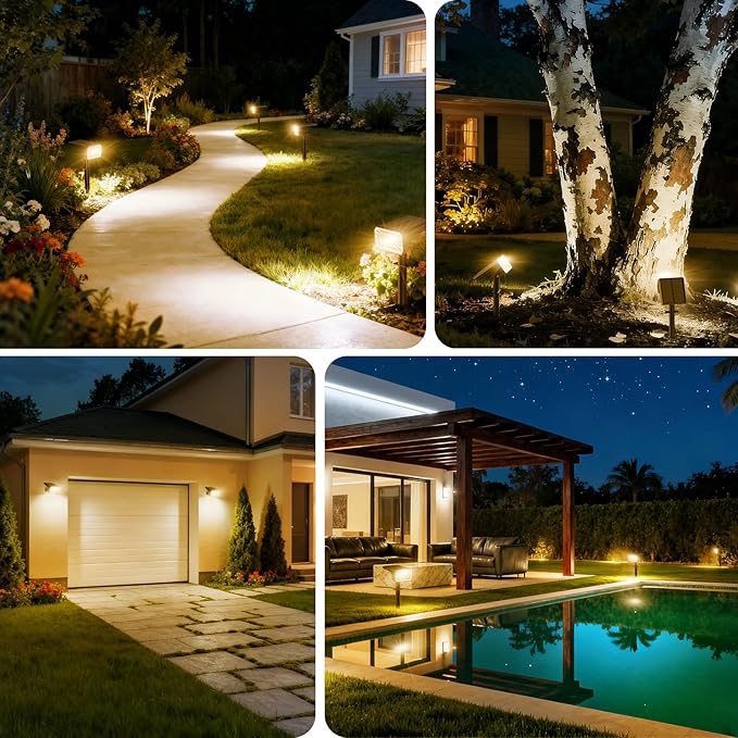 Solar Spot Lights Outdoor Waterproof IP65, [8 Pack/100 LED/4 Modes] Solar Lan...