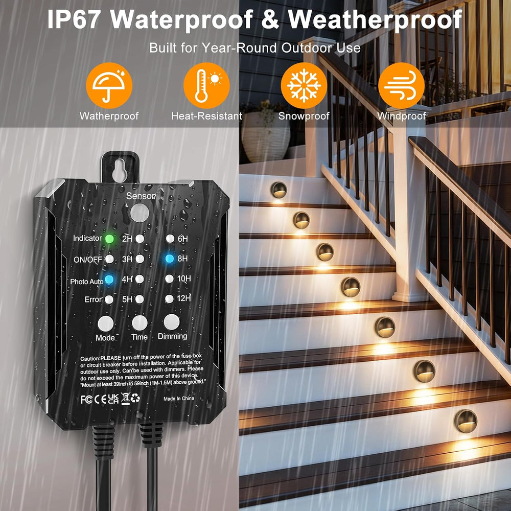 Low Voltage LED Deck Lights Kit with Plug-in Transformer, Dusk-to-Dawn Timer ...