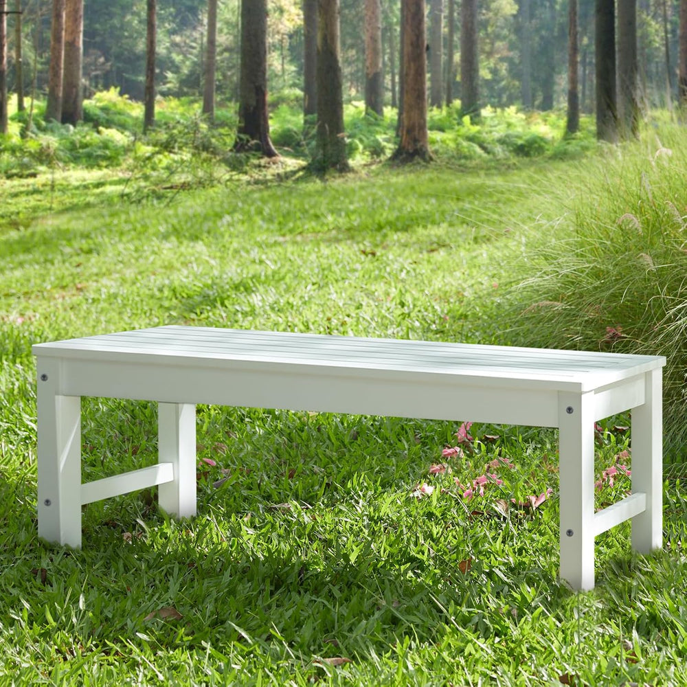 Psilvam 47" Backless Outdoor Bench for 2-Person, 700 LBS Capacity, White