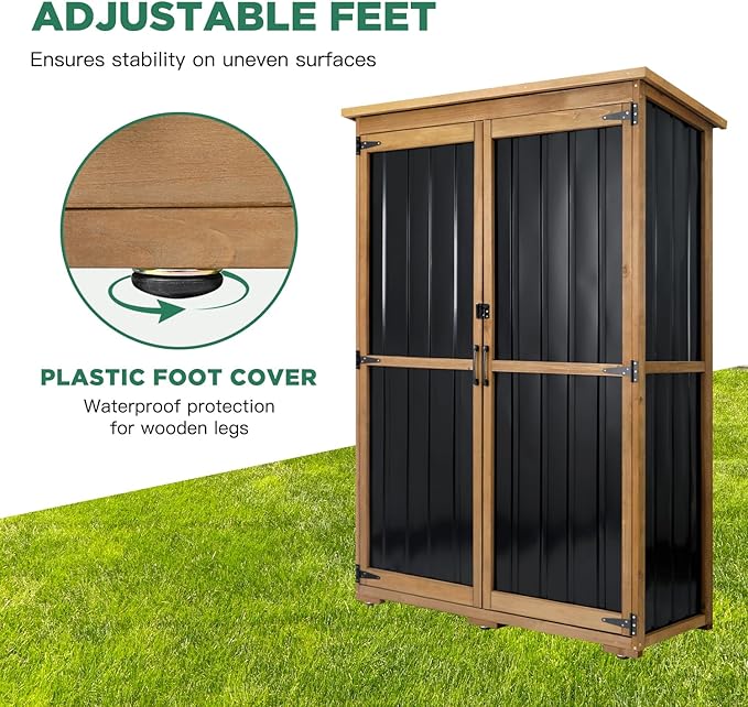 Outdoor Storage Cabinet Waterproof with Shelves, Outdoor Storage Shed Garage ...