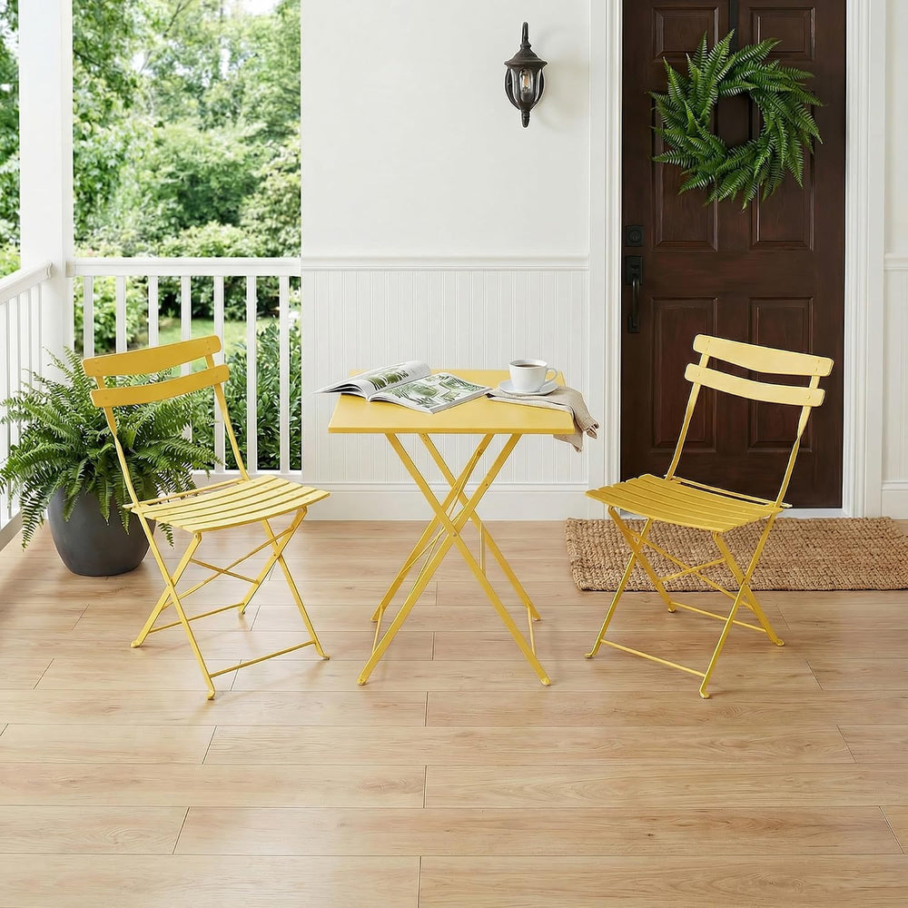 3 Piece Patio Bistro Set, Outdoor Folding Bistro Table and Chairs Set of 2