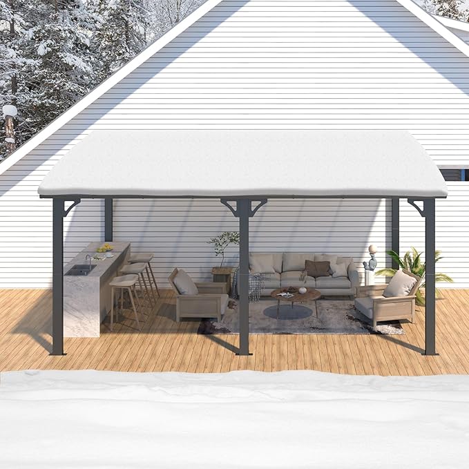 AECOJOY 16' x 10' Gazebo Outdoor Pergola, 10x16 Large Wall-Mounted Ha...