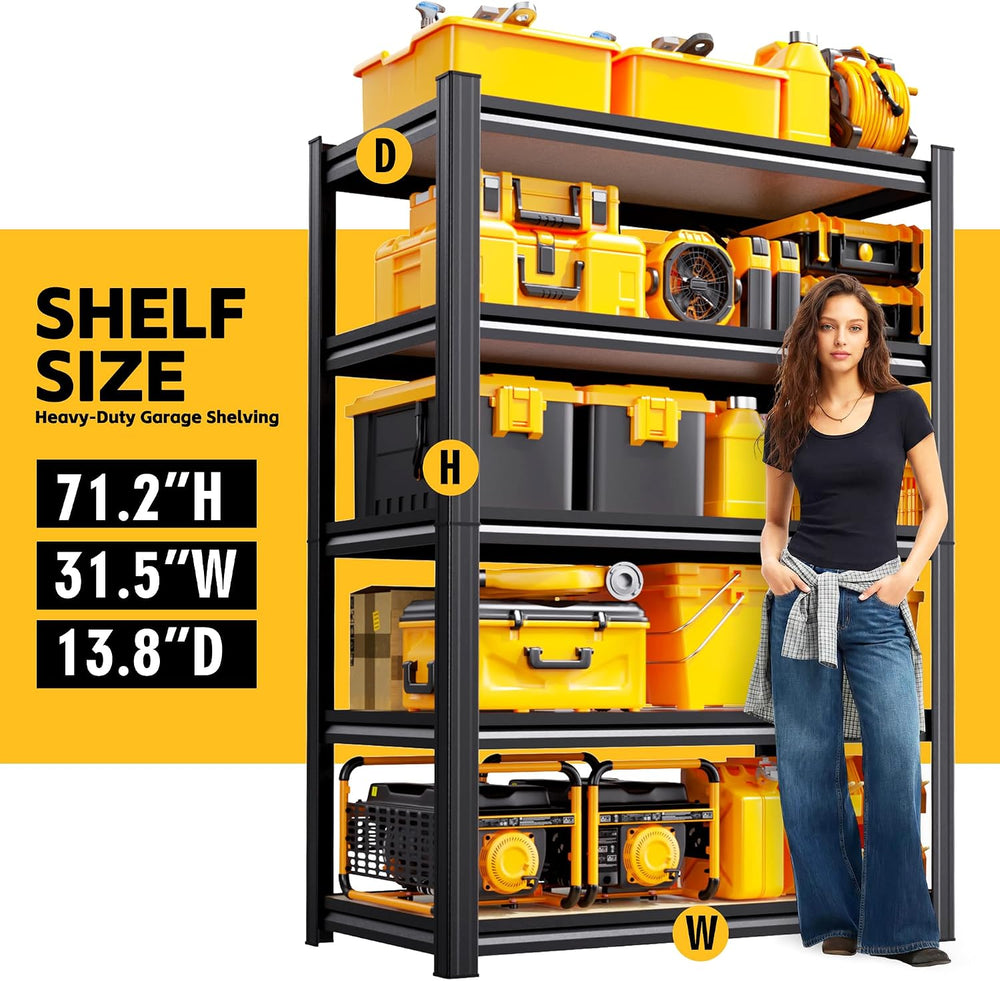 Garage Shelving,5Tier Adjustable Storage Shelves.Metal Garage Shelves