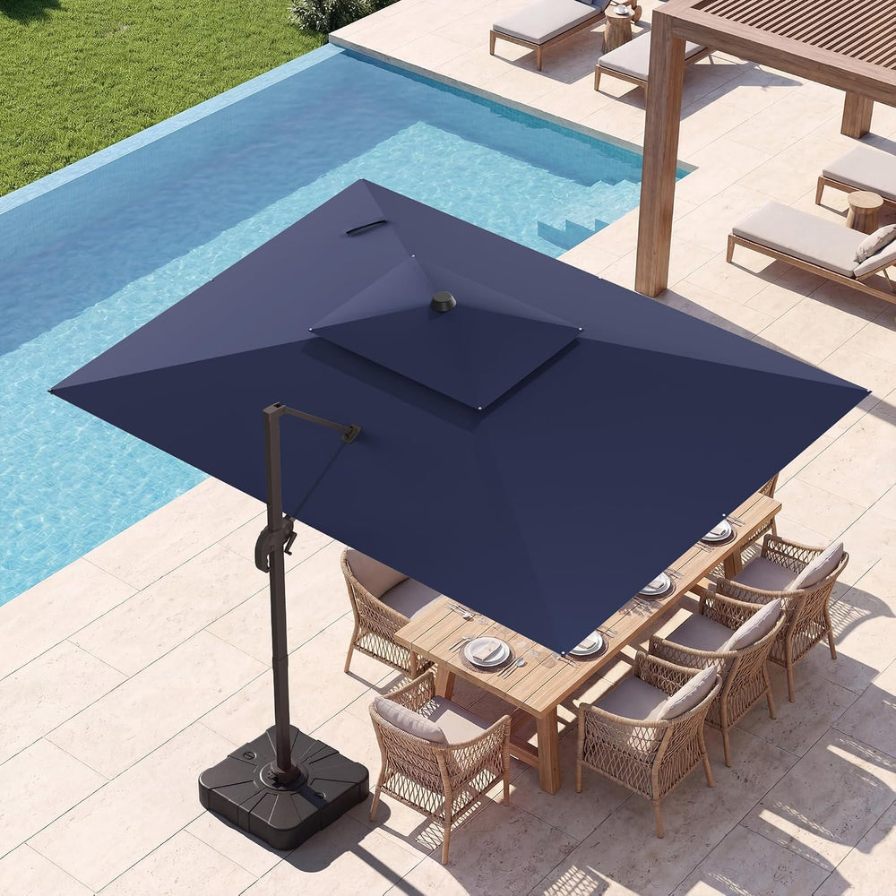 10x13' Cantilever Patio Outdoor Umbrella & Double Top, Navy