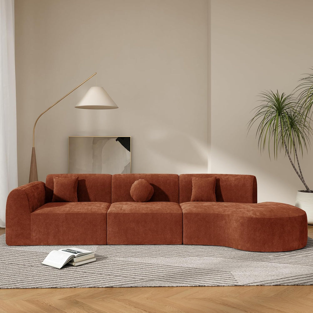 Merax 140" Curved Polyester Sectional Sofa Set, 7 Seat Modern Cloud Couc...