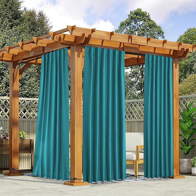 NICETOWN 2 Panels Outdoor Curtains Waterproof Pocket & Back Tab on Top &a...