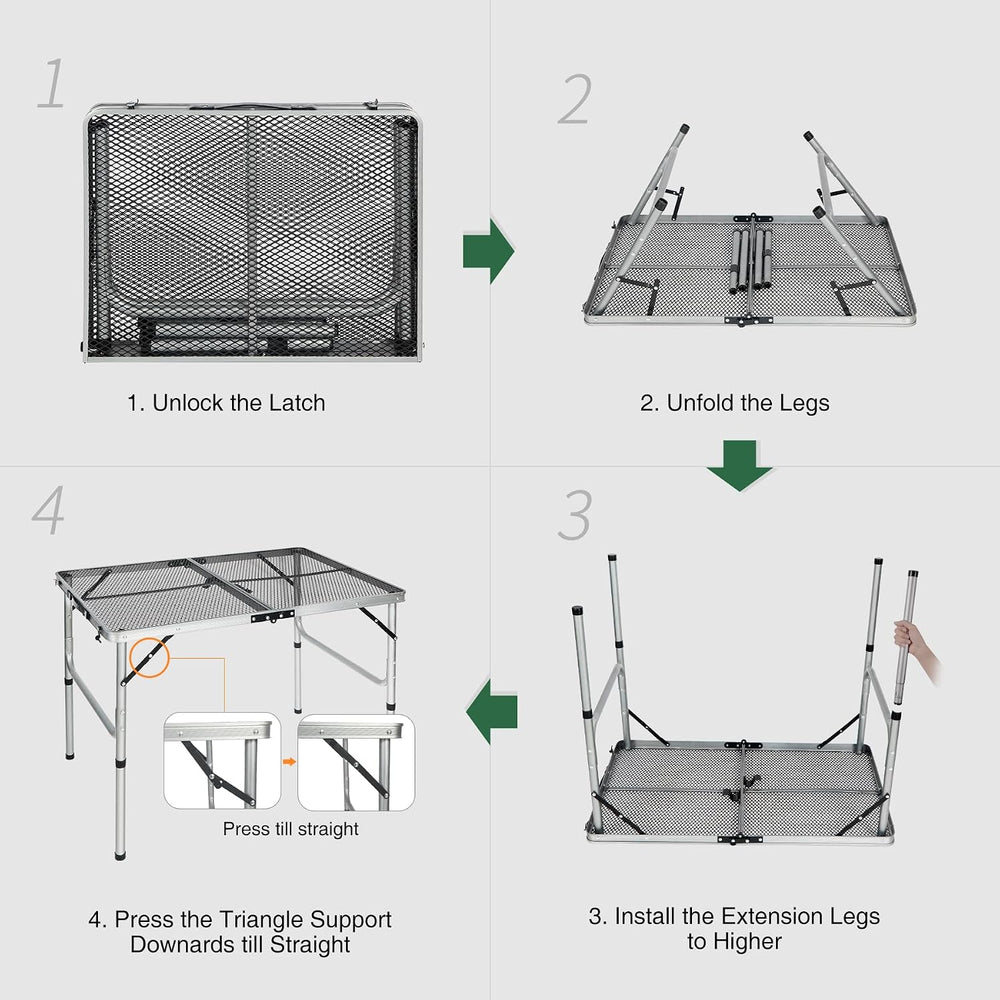 Portable Grill Table for Outside, Aluminum Folding Grill Stand Table for Outd...