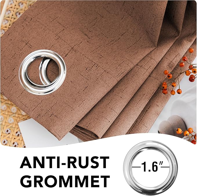 H.VERSAILTEX Linen Blackout Curtains Durable Thick Textured Linen Look 100% B...