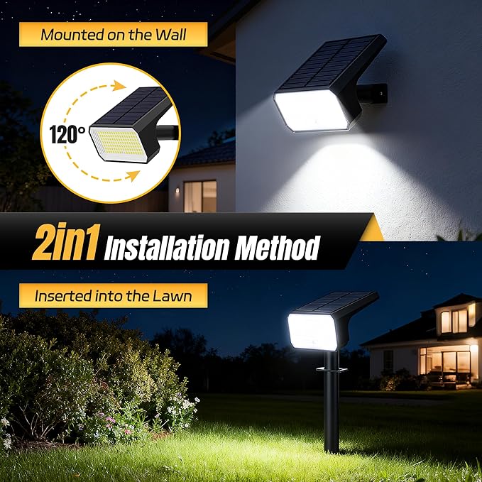 Solar Spot Lights Outdoor, [4 pack/118 LED] 4 Modes Auto On/Off Solar Landsca...