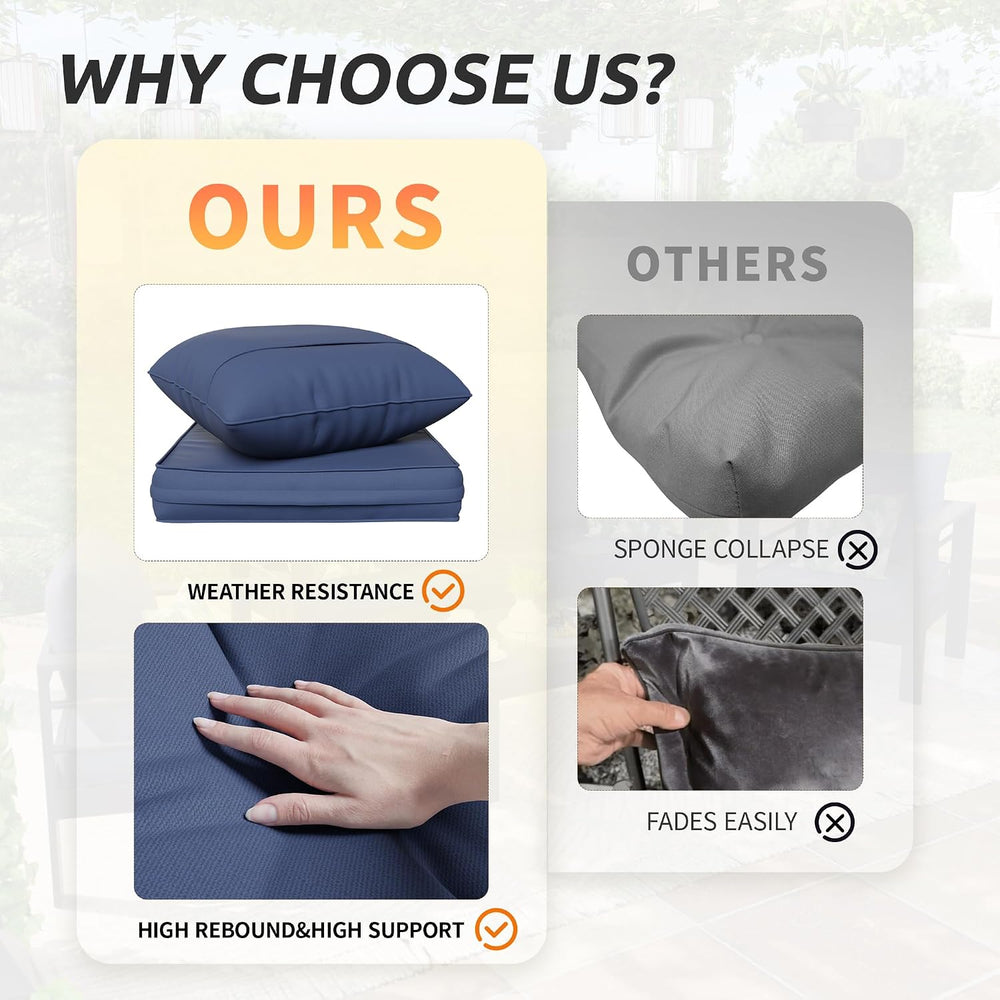 Amopatio Outdoor Chair Cushions, Navy, 23"×20"×4", Set of 4