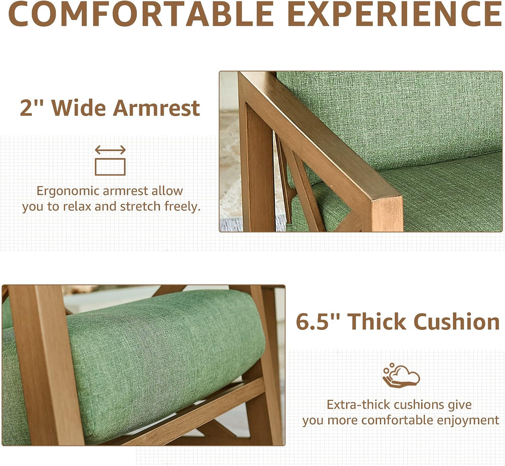 NATURAL EXPRESSIONS 3 Piece Patio Rocking Bistro Set, 6.5'' Thick Cus...