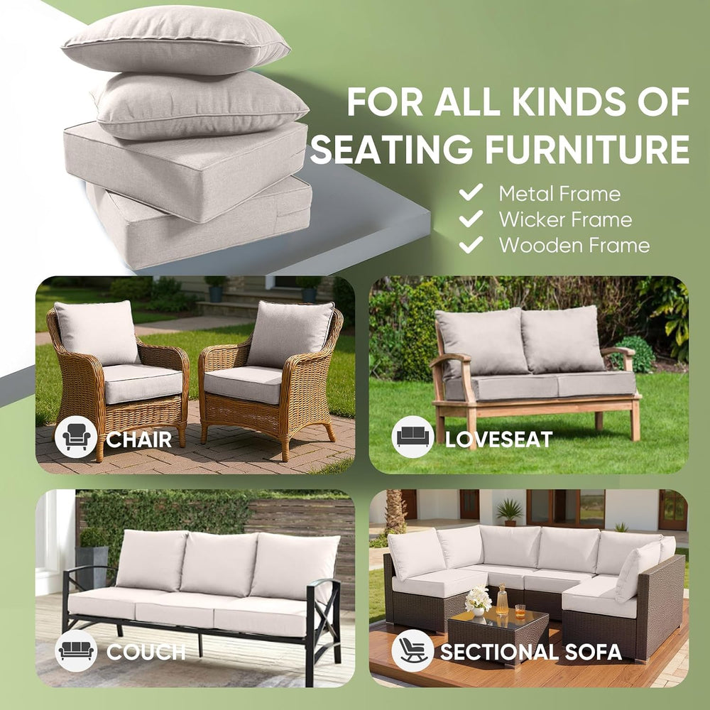 Outdoor Furniture Cushions, 6 inch Thick Seat Cushions for Outdoor Furniture,...