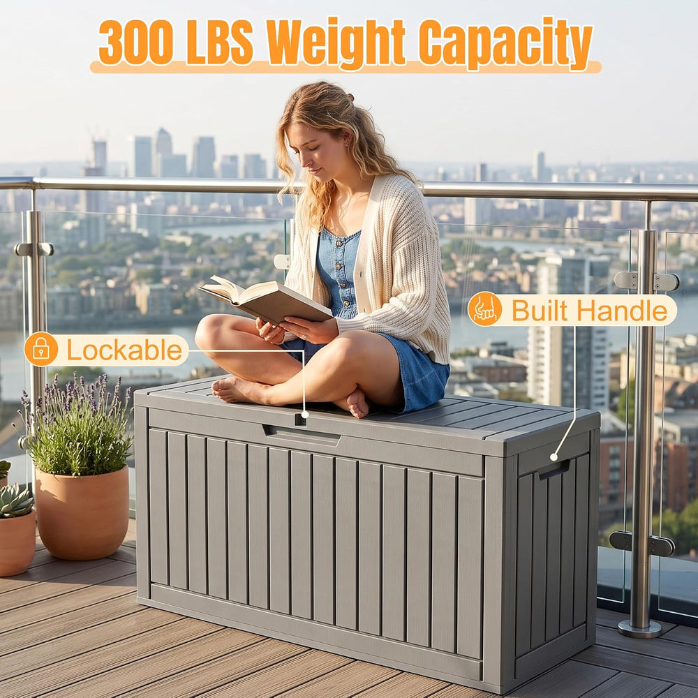 Outdoor Storage Box,120 Gallon Waterproof Resin Patio Deck Box