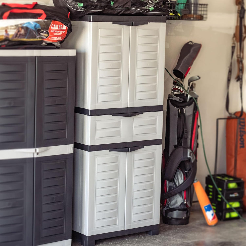 Sunnydaze 57" Garage Storage Cabinet with Doors & Shelves, Gray