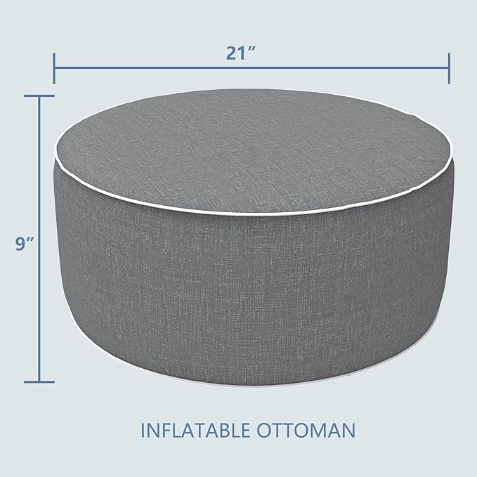 LVTXIII Outdoor/Indoor Inflatable Ottoman, 21"x21"x9" Patio Fo...