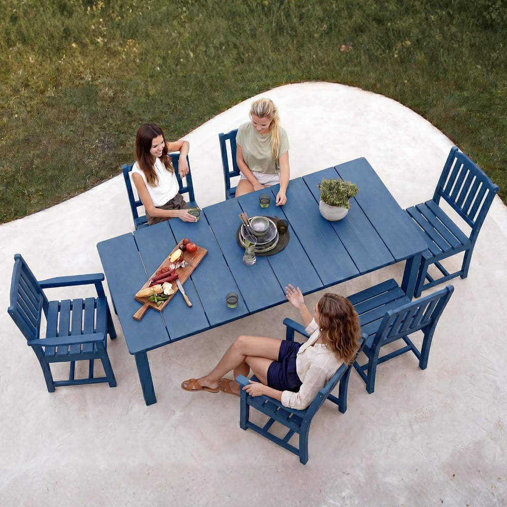 Perli™ 7-Piece Outdoor Dining Set, All-Weather HDPE Patio Table and 6 Chairs ...