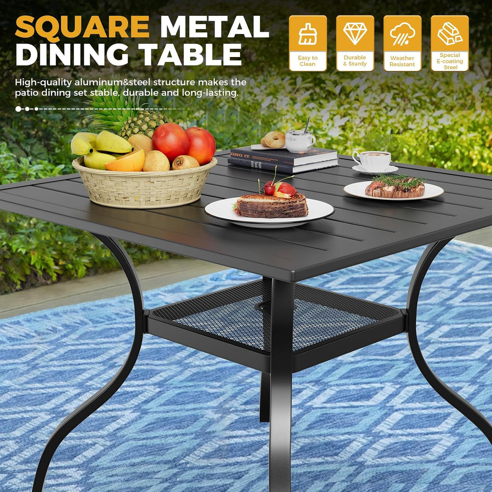 5-Piece Patio Dining Set with Umbrella,4 Person Outdoor Table and Chairs Set,...