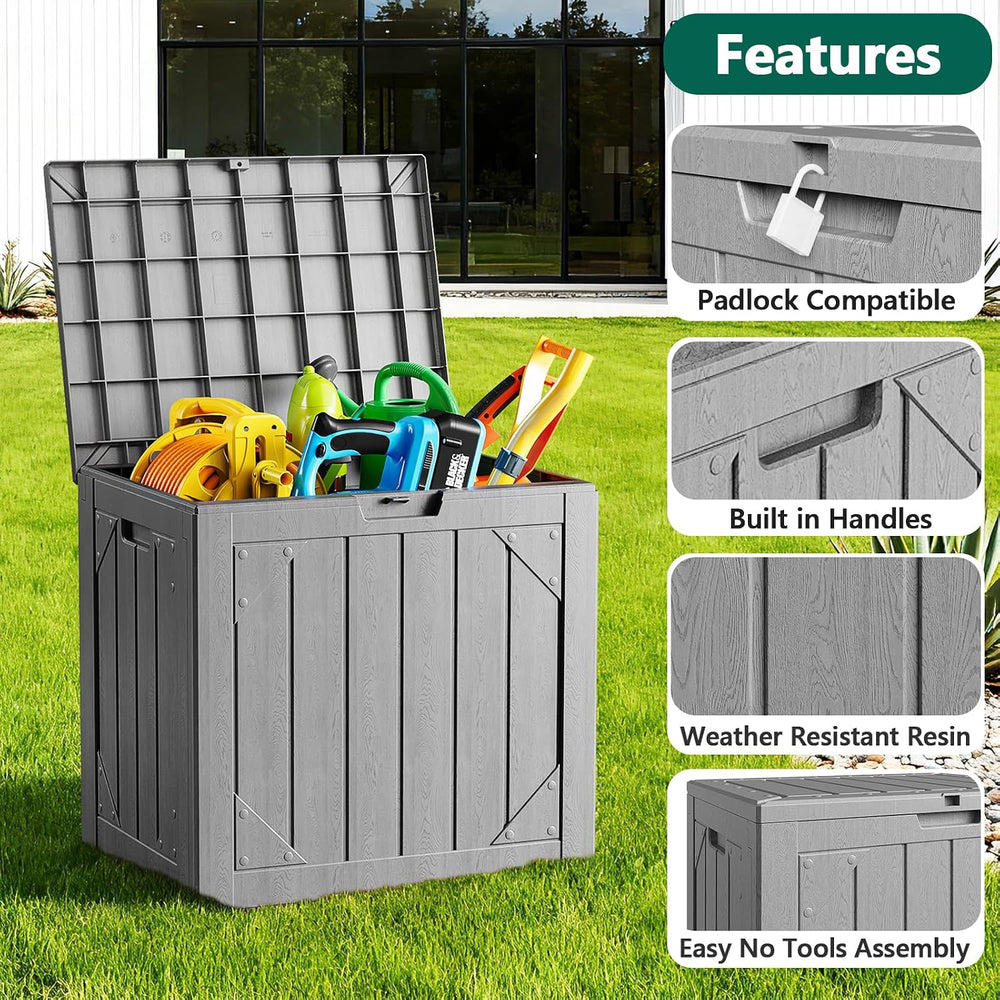 30 Gallon Outdoor Storage Box, Waterproof Resin Deck Box Organizer for Patio ...