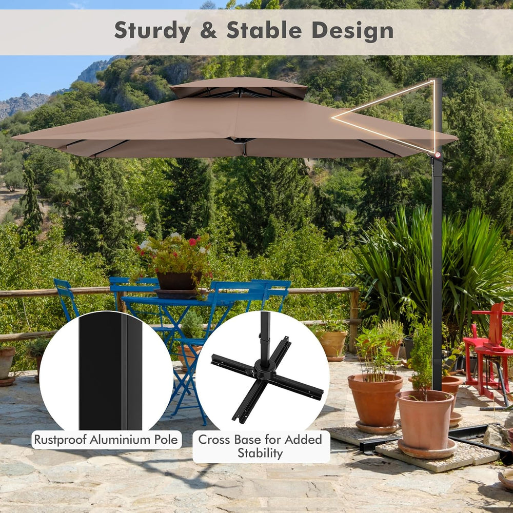 Tangkula 9.5 FT Cantilever Patio Umbrella, Outdoor Square Offset Umbrella wit...