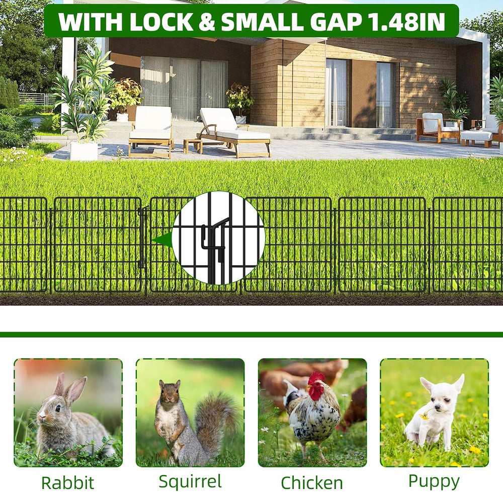 10 Panels Garden Fencing Animal Barrier with Lock, 24 in(H) X 20 Ft(L) Dog Fe...