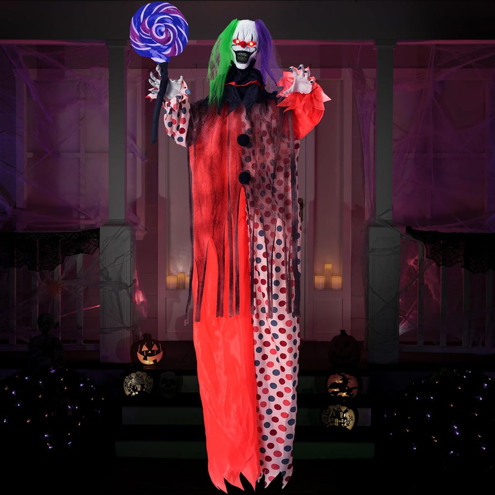 JOYIN 53" Halloween Hanging Clown Decorations Outdoor, Scary Animated De...