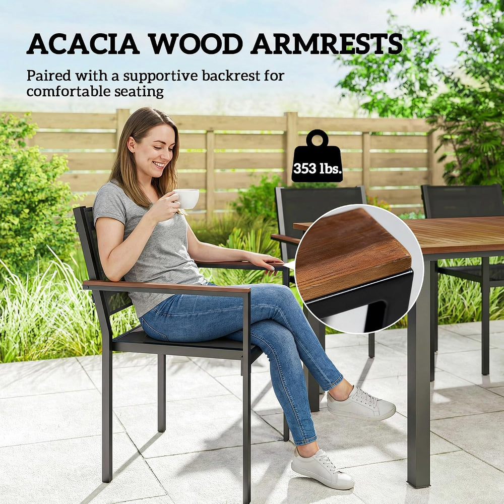 Outsunny 5 Piece Outdoor Dining Set for 4, 59" Rectangular Top, Teak