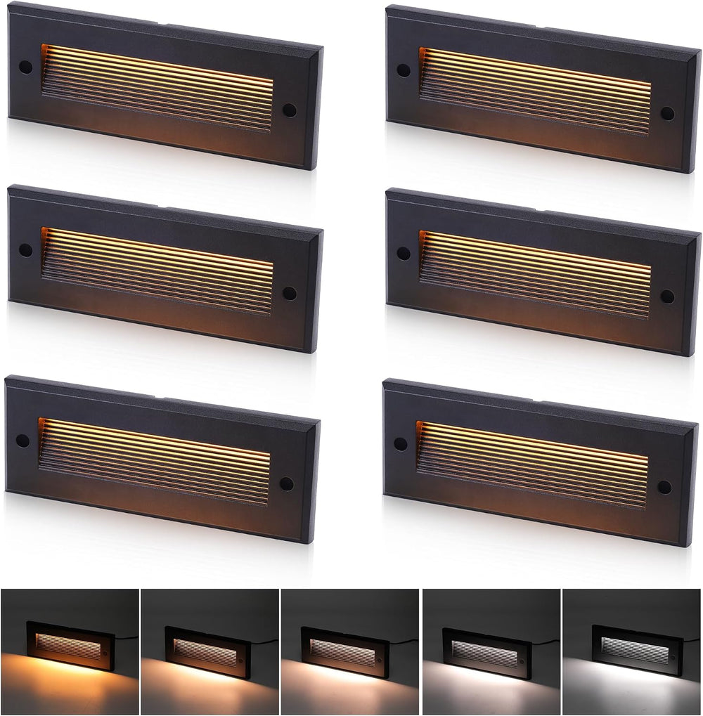 CLOUDY BAY [6 Pack] 9 Inch 5CCT Low Voltage LED Outdoor Step Lights 12V-15V 3...