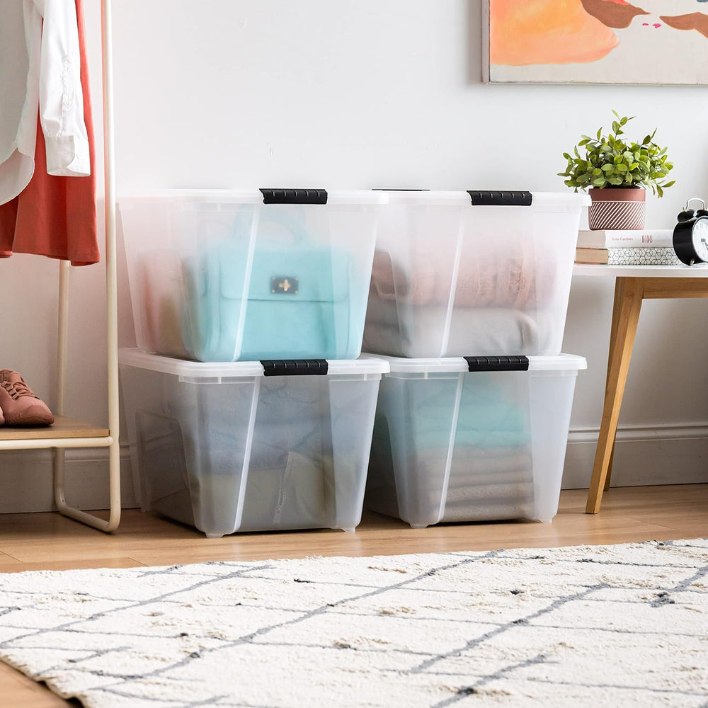IRIS USA 4-Pack 54 Quart Storage Bins with Lids, Clear