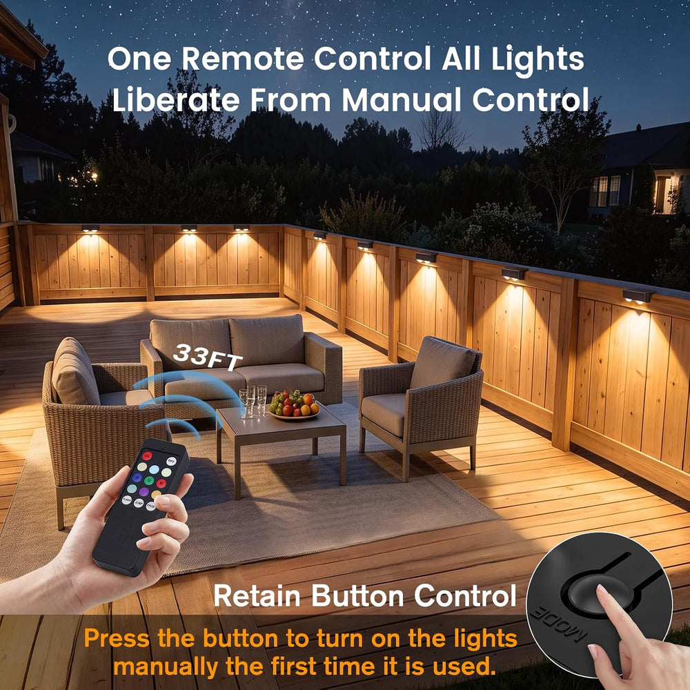 Bridika Solar Deck Lights with Remote, 16 Pack Fence Lights Solar Powered