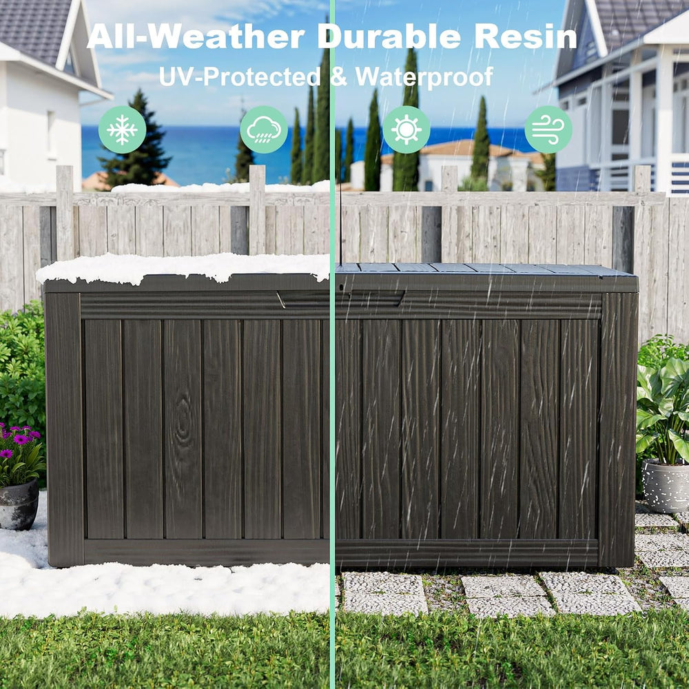 Outdoor Waterproof Resin Storage Deck Box Lockable Outside Bench UV Resistant...