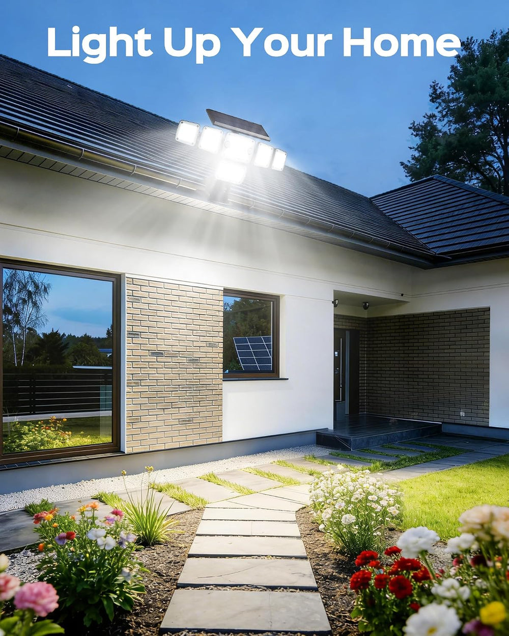Solar Flood Lights Outdoor,5000LM Clip on Solar Lights with Motion Sensor