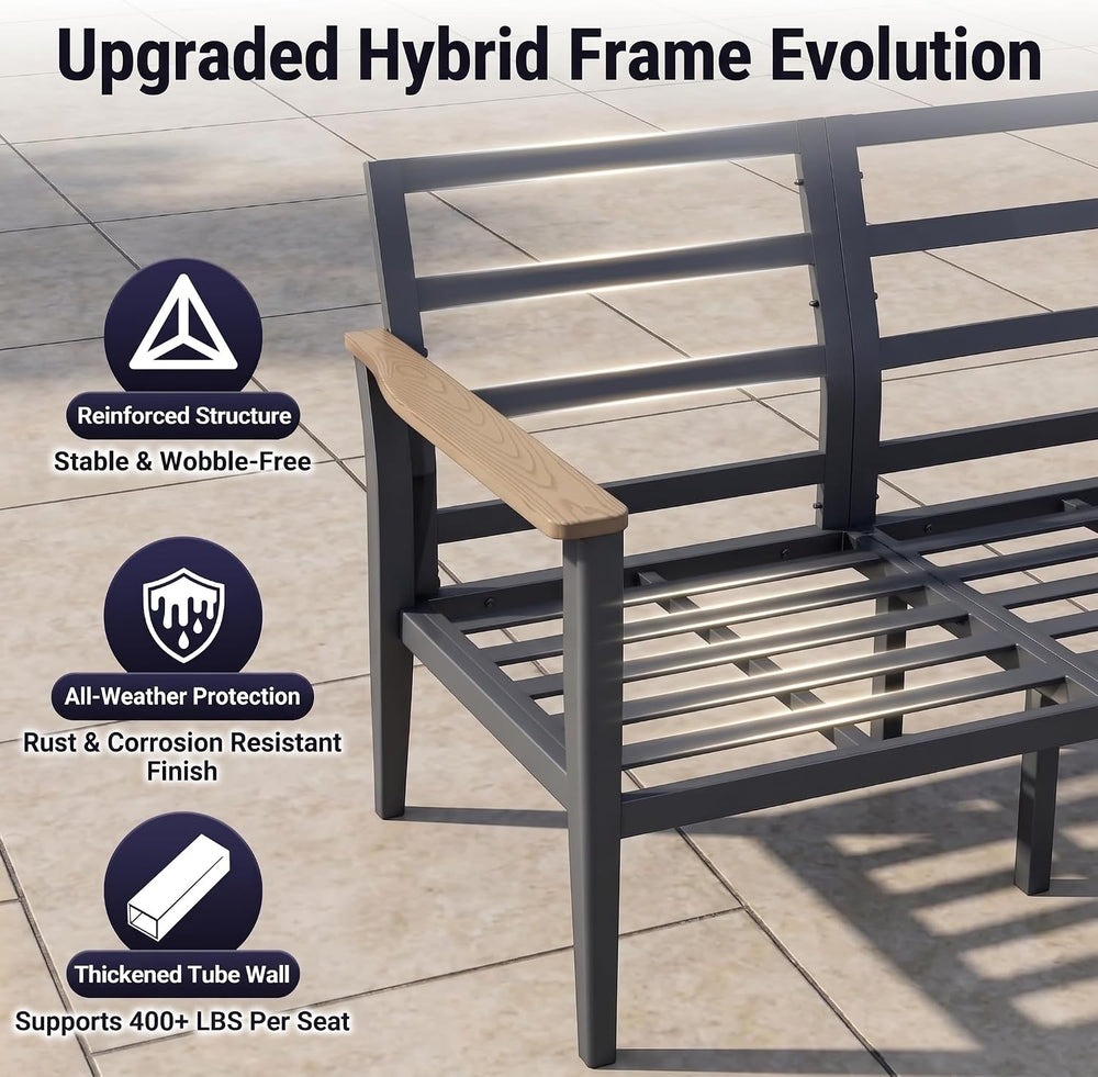 Aluminum Outdoor Patio Chair Set with 5.1-Inch Thick Cushions