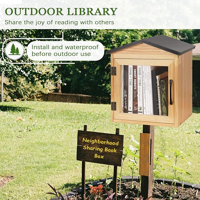 Outdoor Library Outdoor Book Box Storage Small Wooden Cabinet Little Literatu...