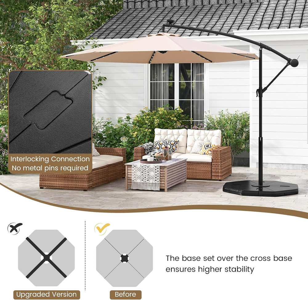 Tangkula 4-Piece Patio Umbrella Base, 208 lbs Heavy Duty Offset Cantilever Um...