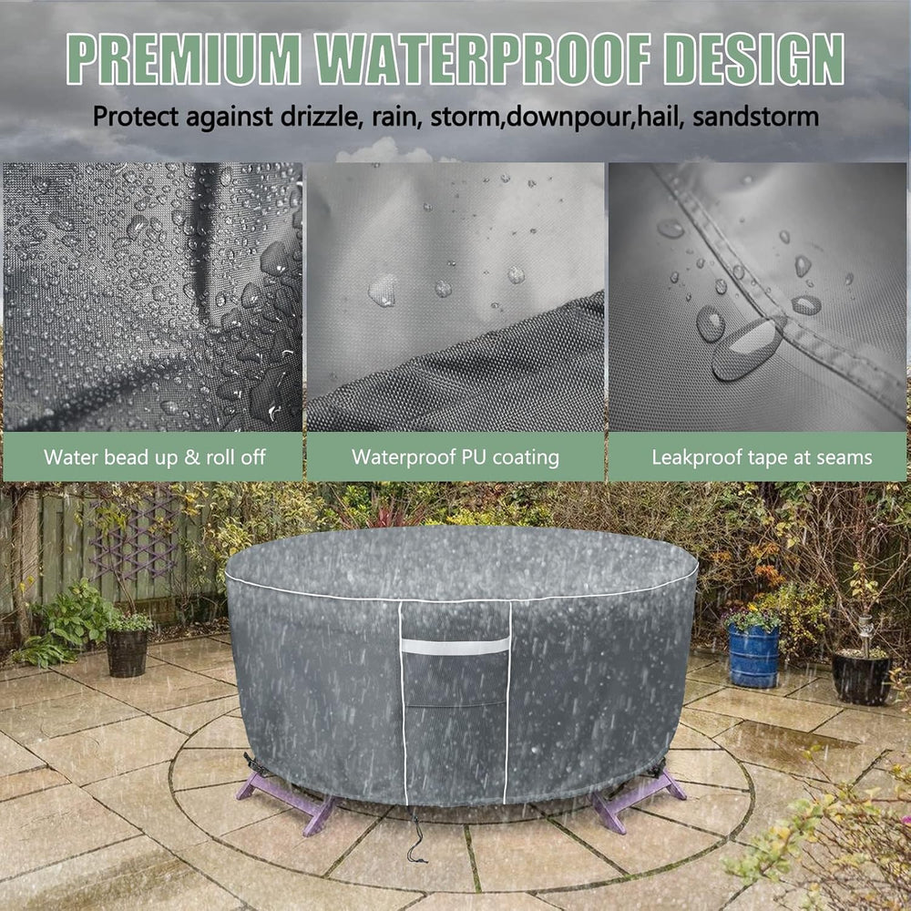 Gasadar Round Patio Furniture Covers Waterproof, Round Outdoor Furniture Cove...