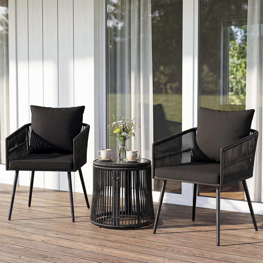 KOTEK 3 Piece Outdoor Wicker Bistro Set