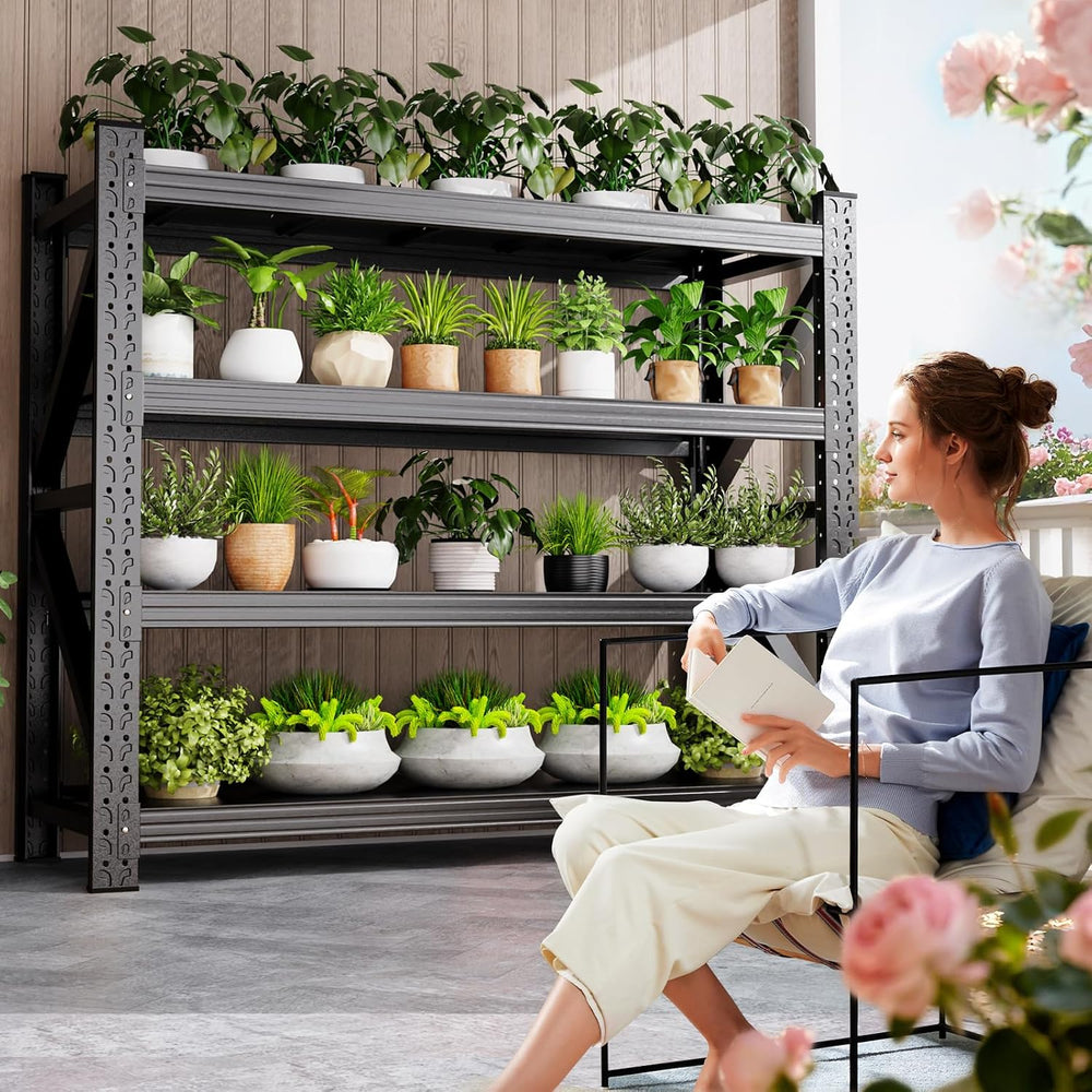 79"W garage shelving 6000LBS Heavy Duty Storage Shelves 4 Tier Metal She...