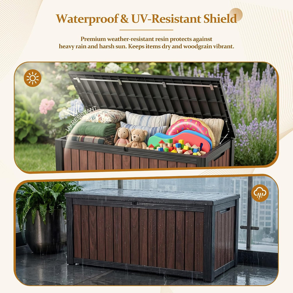 Outdoor Storage Deck Box (290 Gal Gen2) UV-Resistant w/ Gas Struts