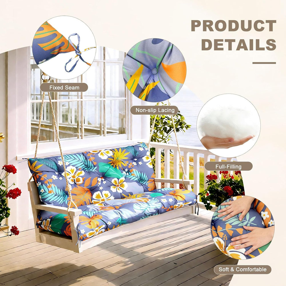 Porch Swing Cushion with Backrest,Waterproof Bench Cushion for Outdoor Furnit...