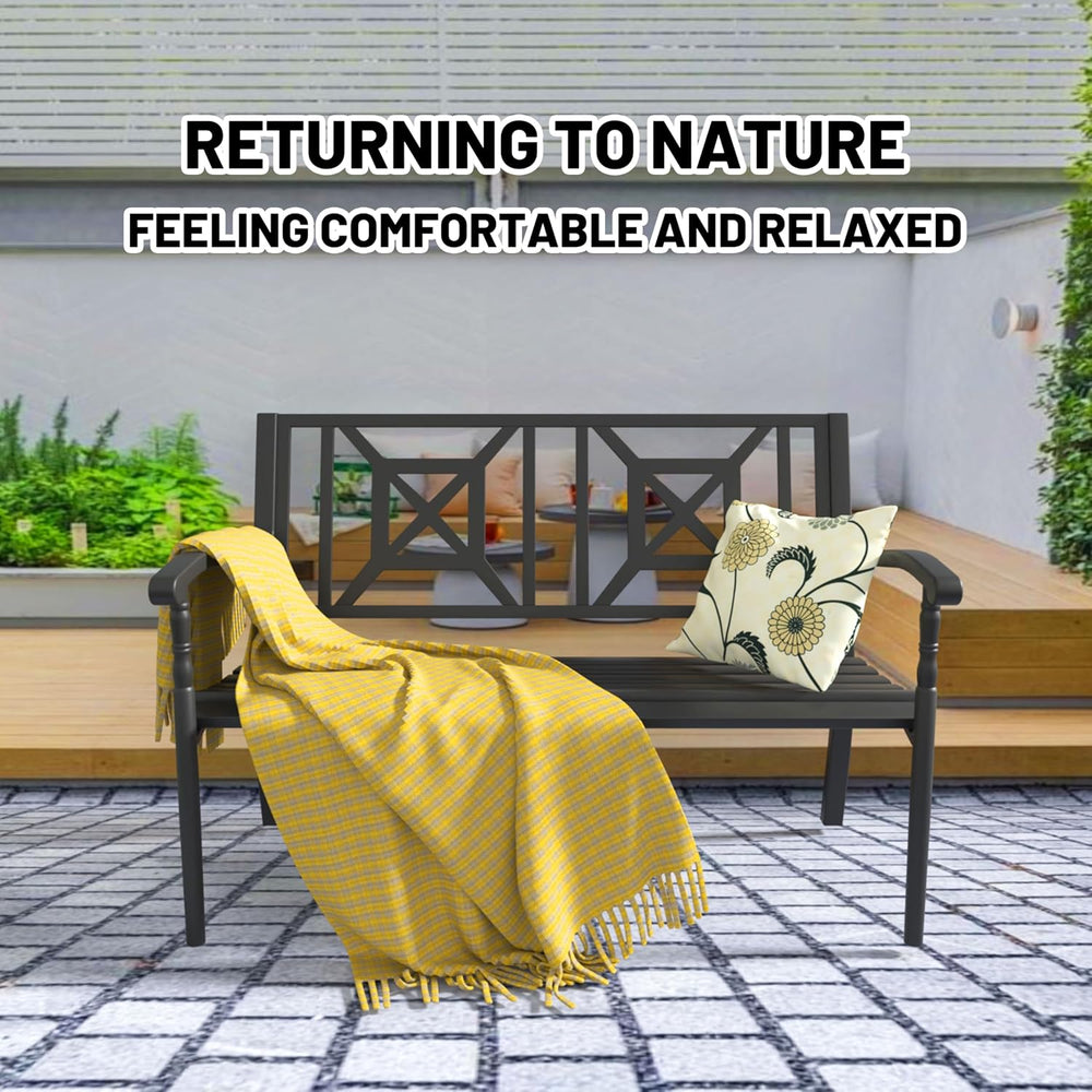50 Inches Outdoor Bench Park Patio Furniture Garden Bench Seating