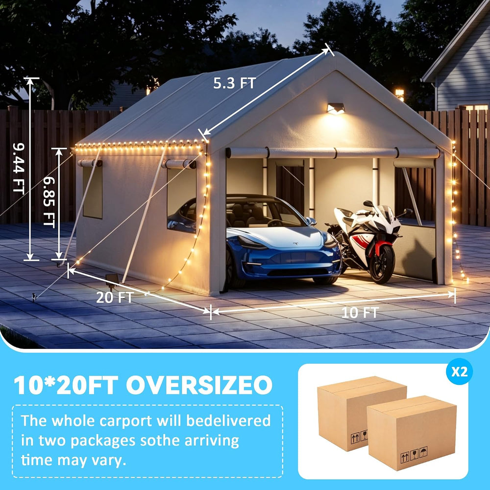 Carports Heavy Duty 10X20,Carport Canopy with Side Windows, Portable Car Port...
