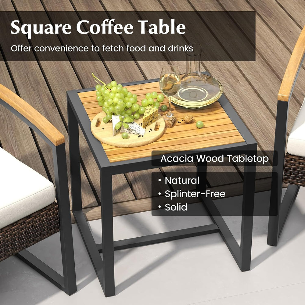 Tangkula 3 Piece Patio Conversation Set, Includes 2 Rattan Chairs and Coffee ...