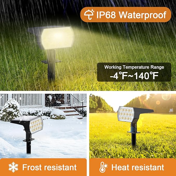 WELALO Solar Spot Lights Outdoor, [10 Pack/65 LED/3 Modes] 2-in-1 Solar Lands...