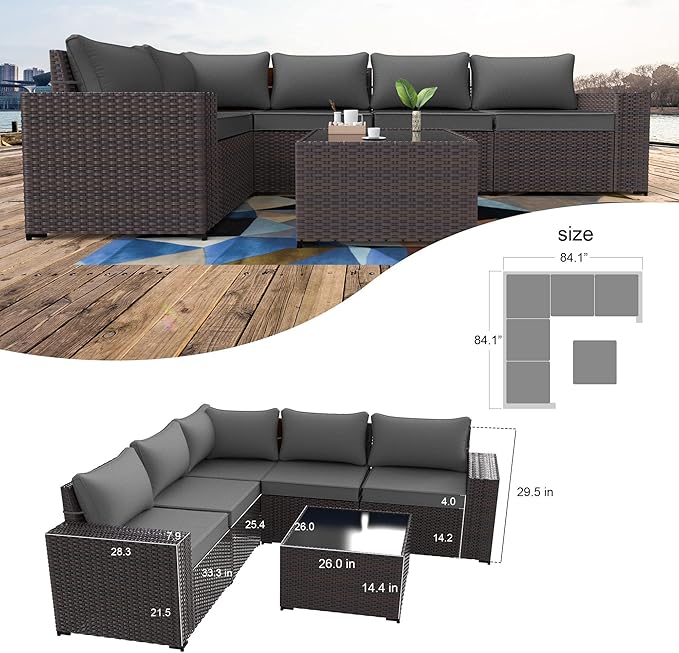 Kullavik 9 Pieces Outdoor Patio Furniture Set,PE Wicker Rattan Sectional Sofa...