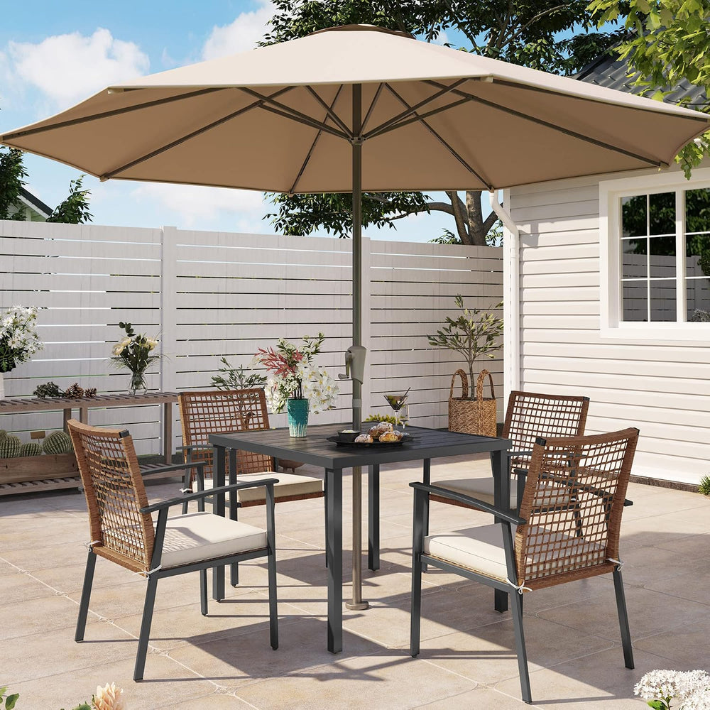 LAUSAINT HOME 5 Pieces Outdoor Patio Dining Set, Wicker Patio Furniture Set o...