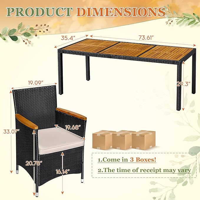 Greesum 9 Pieces Outdoor Patio Dining Set, Conversation Sets with 1 Table and...