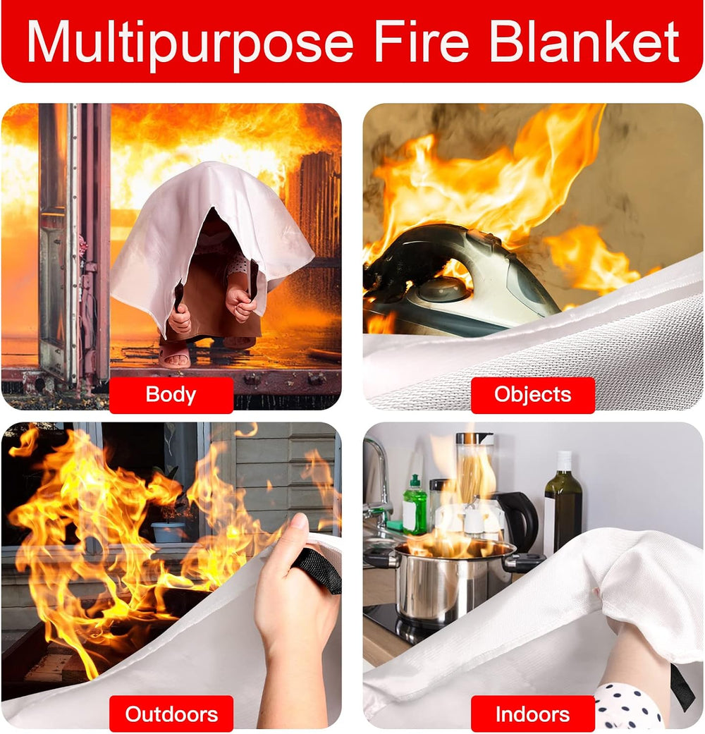 Emergency Fire Blanket for Home and Kitchen - 4 Pack 3.3ft x 3.3ft Fiberglass...